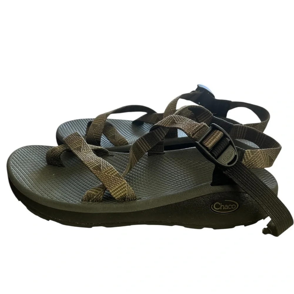 Chaco Men's Salute Forest Olive Geometric Sandals- Size 10